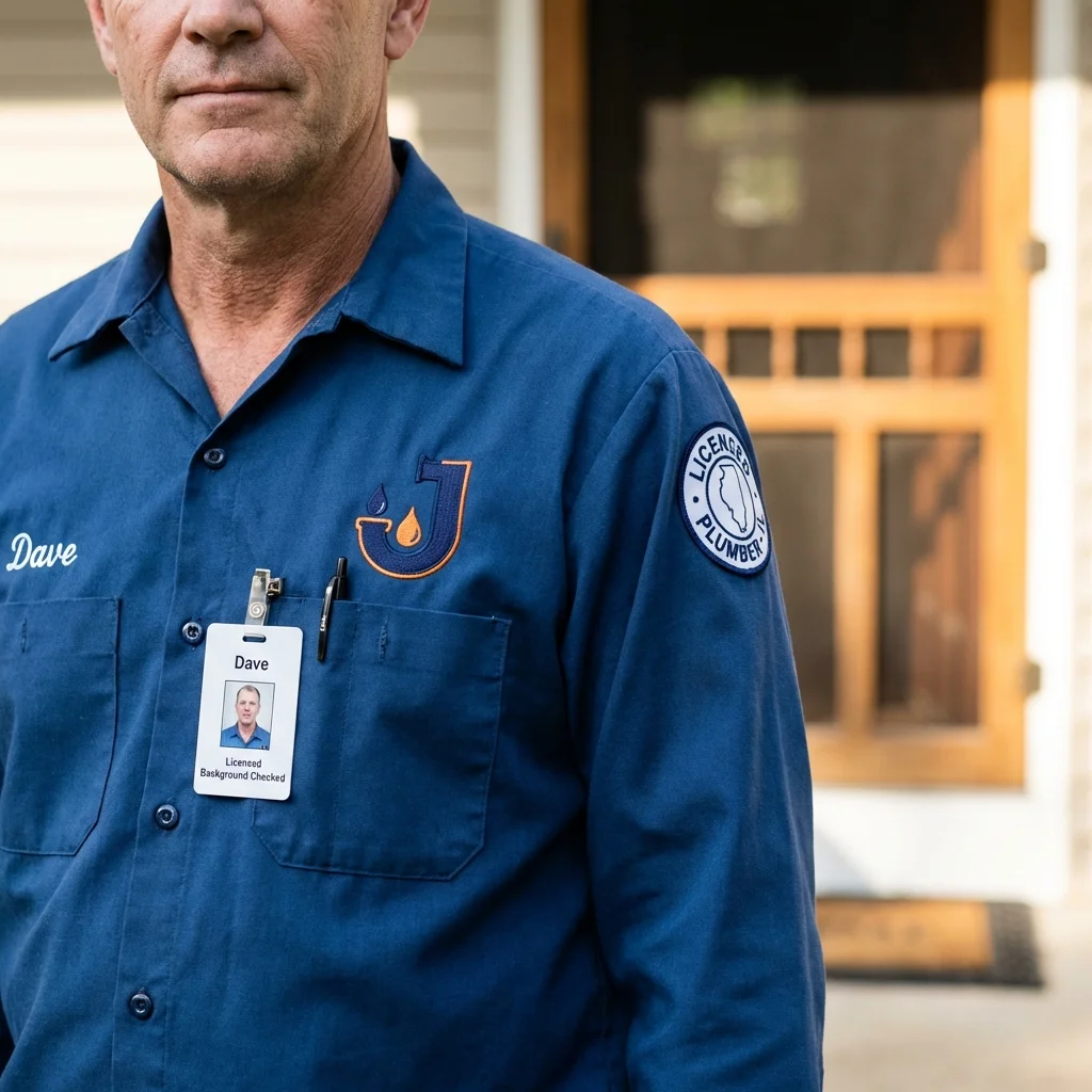 Licensed plumber showing ID badge in McMechen, WV