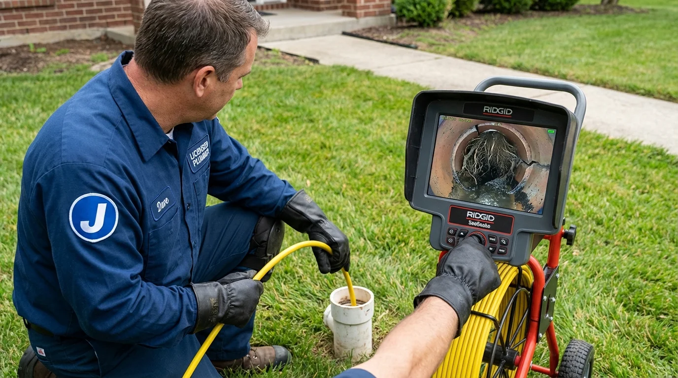 Sewer camera inspection being performed by Johns Plumbing LLC in McMechen