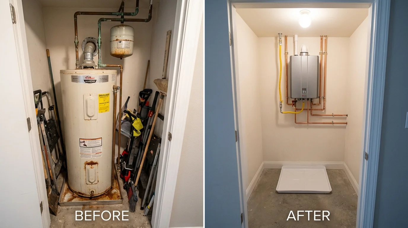 Tank water heater versus wall-mounted tankless unit comparison for McMechen, WV homeowners