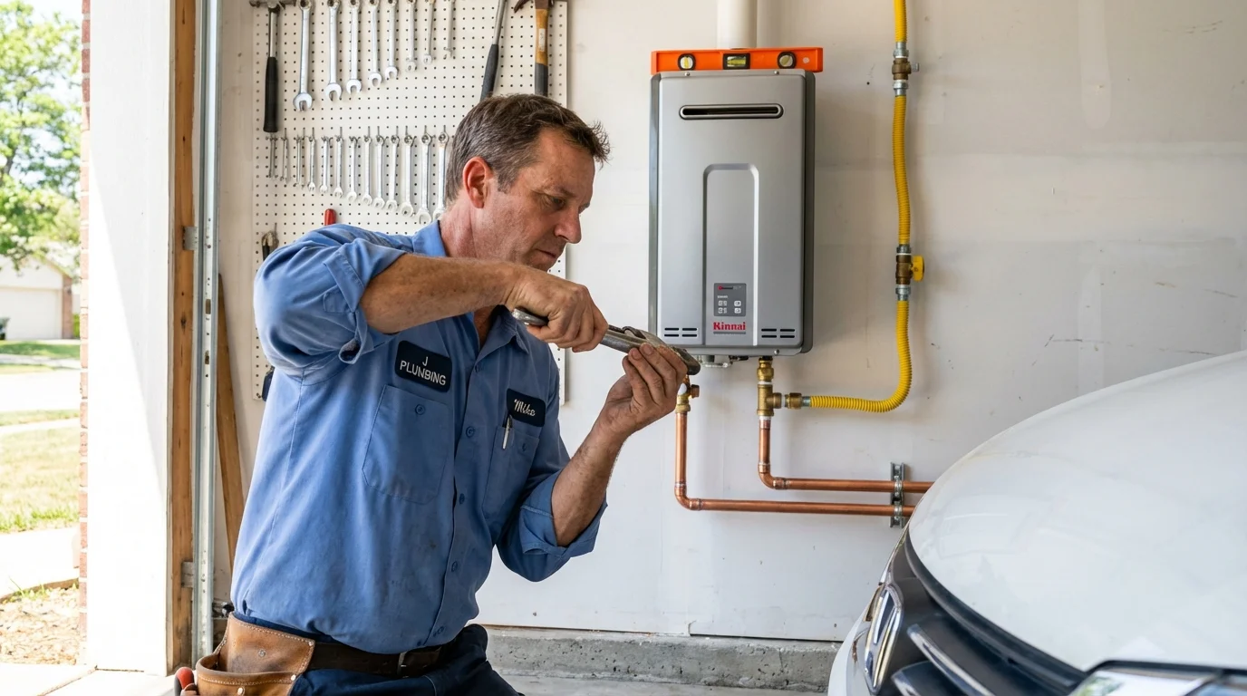 Tankless water heater installation by a Johns Plumbing LLC plumber in McMechen