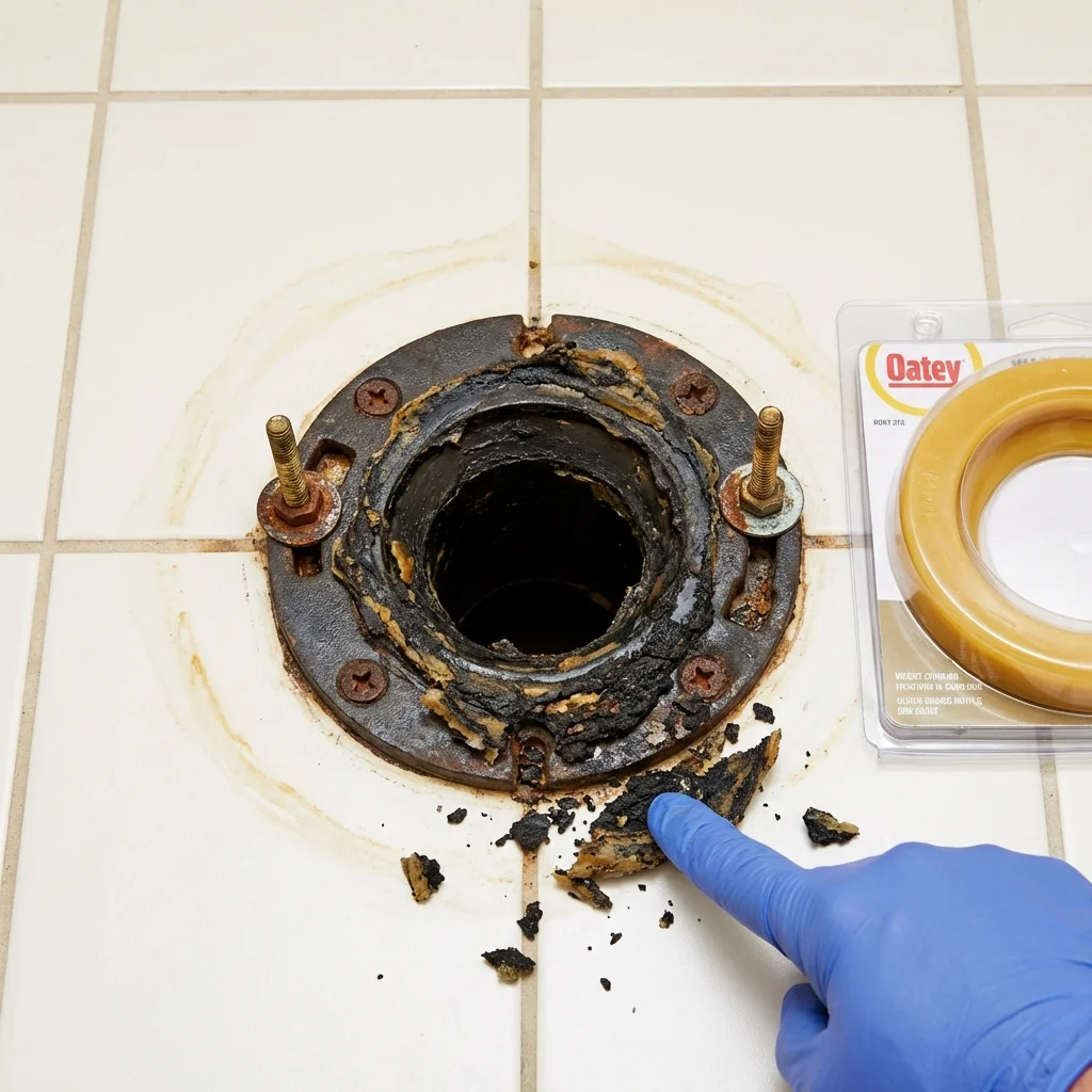 Failed wax ring showing water seepage at the base of a toilet in a McMechen, WV home